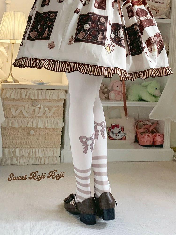 Roji Roji~Cradle Time~Sweet Lolita Velvet Pantyhose Japan Style Printed Tights