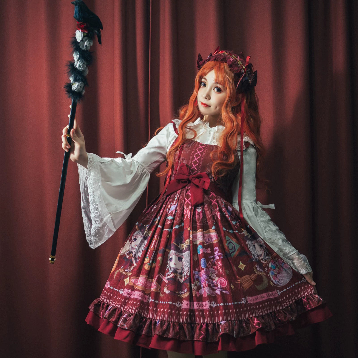 Halloween Sweet Lolita JSK Dress, Witch & Pumpkin Print 45945:869604