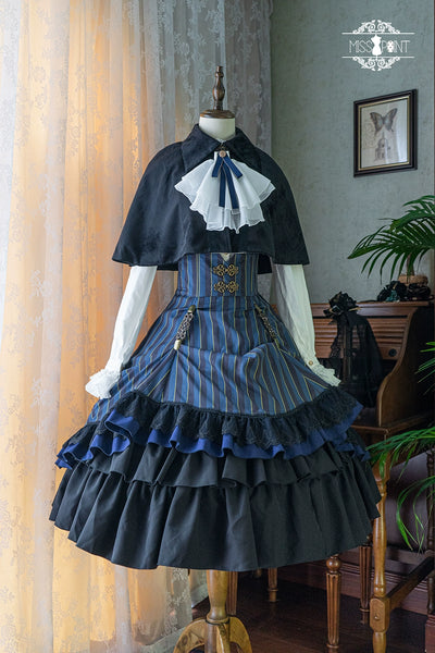 (Buyforme)Miss Point~Customized Lolita Elegant Striped High Waisted Fishbone SK   