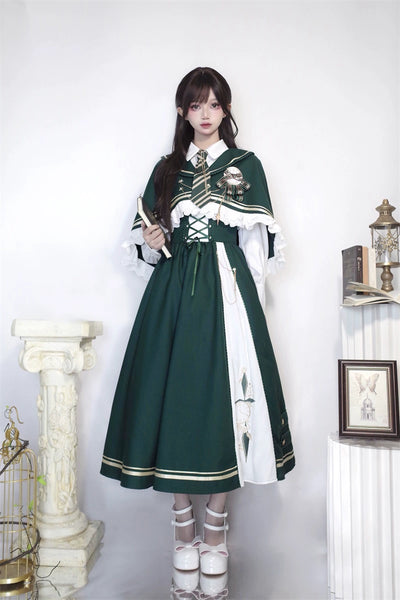 Letters from Unknown Star~Time Traveler~Winter Lolita Strap Skirt Long Sleeve Shirt   
