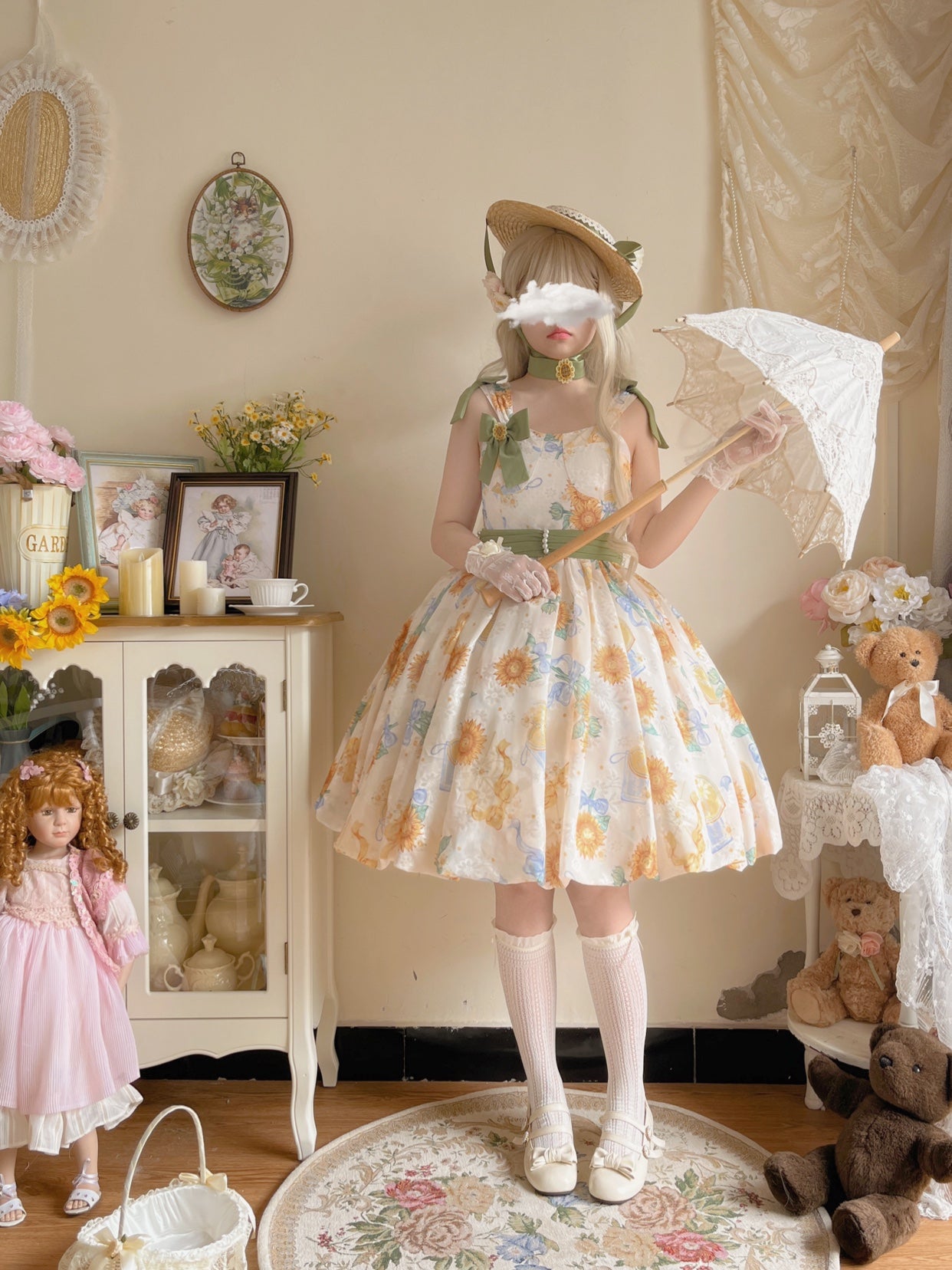 Akiyama Future Studio~Sunflower Print Lolita JSK Dress in Breathable Light Fabric 42790:753473