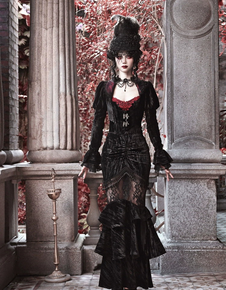 Blood Supply~Duchess~Gothic Lolita Top Velvet Spider Web Lolita Cardigan 35582:517862