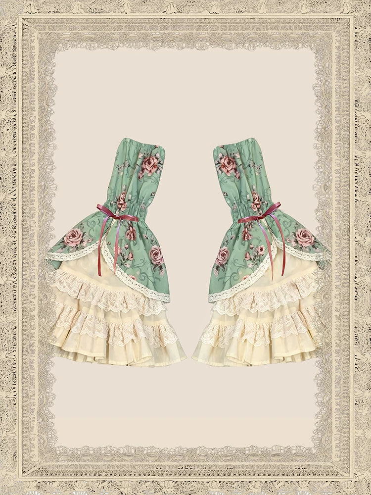 Starry Whisper - Six-panel Old School Lolita Rose Print OP Dress, Back Opening (L M S XL) 45791:865212