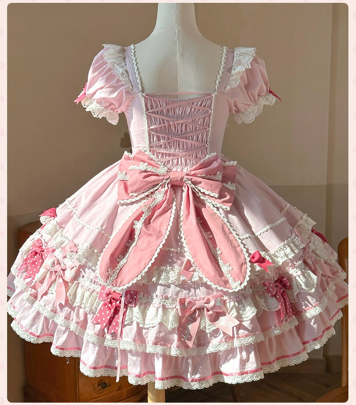 Mademoiselle Pearl~Bow Rabbit~IP Collab Sweet Lolita OP in Multiple Styles 43054:763925