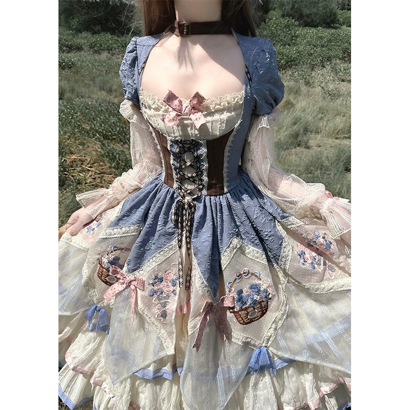(BFM)Shuangsheng Dream Island~Country Lolita Dress OP Bouquet Embroidery   