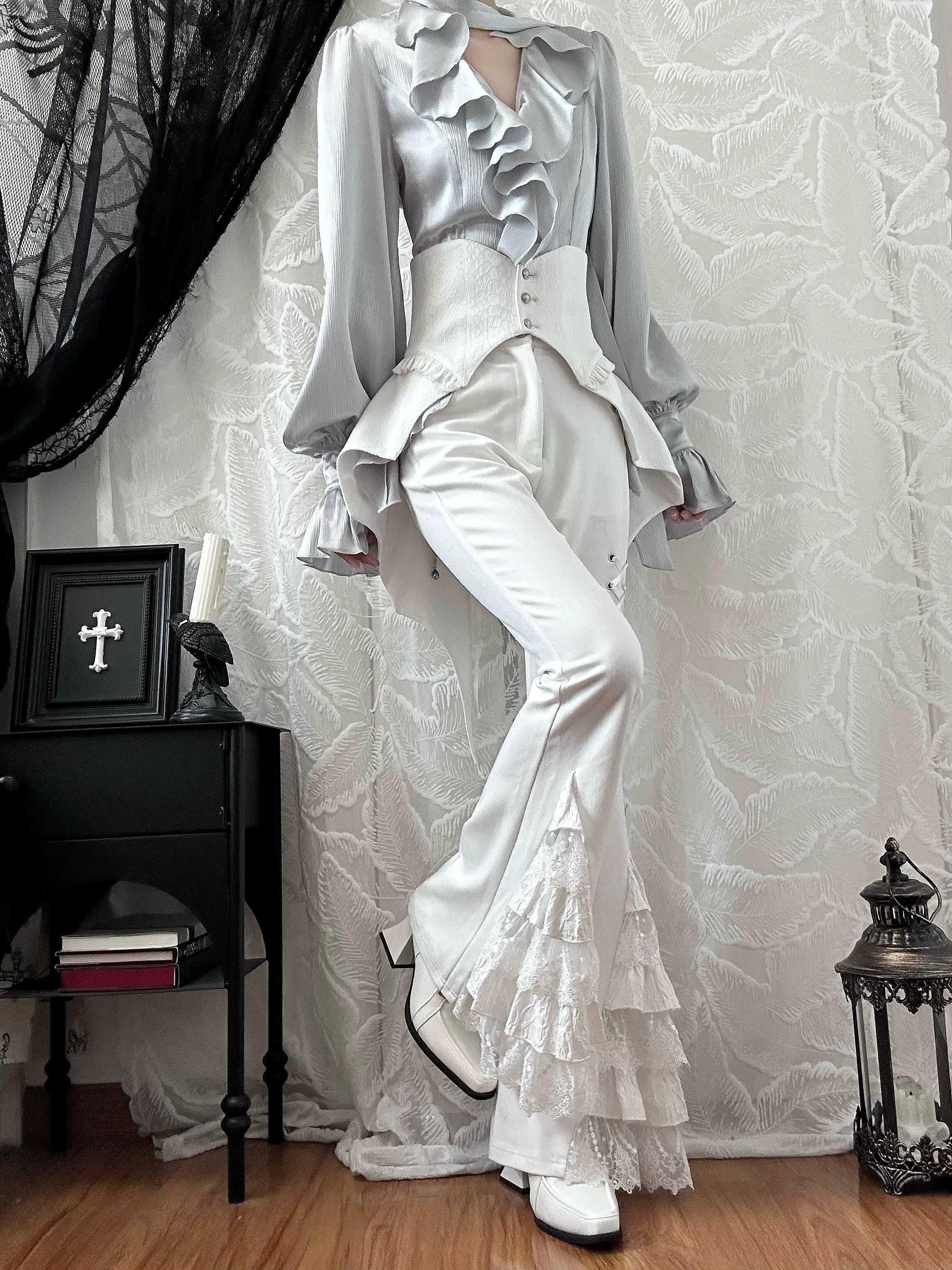 Blue Moon Bone Erosion - Gothic Lolita Waist Cincher, Bat Wing Hem 44453:809572