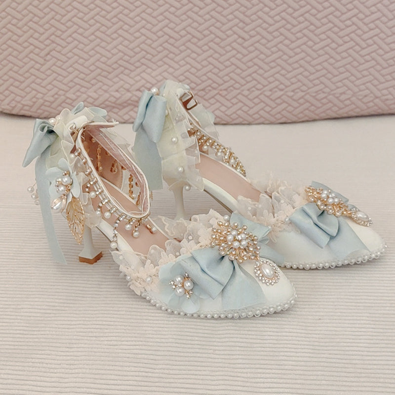 Cat Fairy~Gorgeous Lolita Tea Party Necklace, High Heels Shoes and BNT Hat light blue shoes  