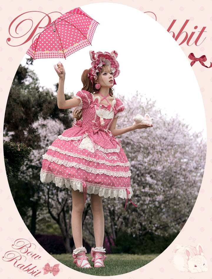 Mademoiselle Pearl~Bow Rabbit~IP Collab Sweet Lolita OP in Multiple Styles 43054:763667