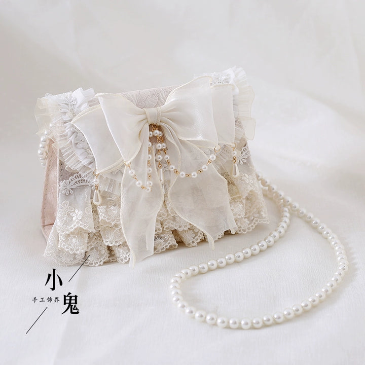 Xiaogui~Elegant Lolita Handbag Ivory Tea Party Lolita Bag   