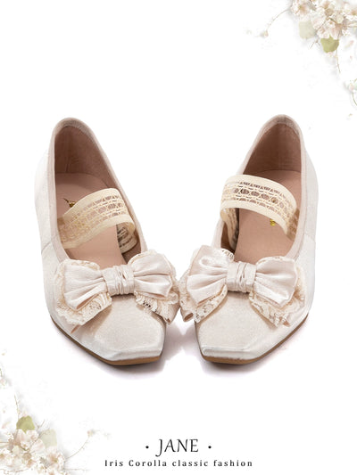 Iris Corolla~Elegant Lolita Shoes Silk Satin Leather French Heels   