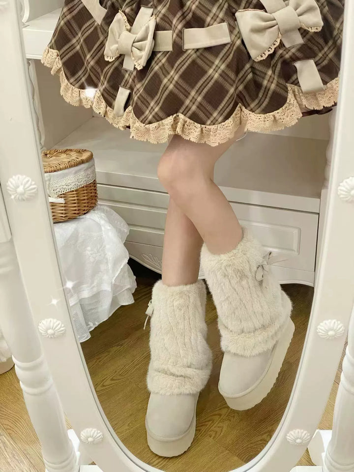 Pure Tea For Dream~Winter Love Song~Winter Lolita Mid-Calf Boots Plush Snow Boots Thick Sole