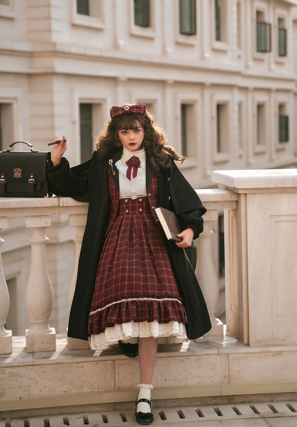 (BFM)Miss Point~Rose~Elegant Lolita Fishbone Grid Skirt Customized 32512:384898