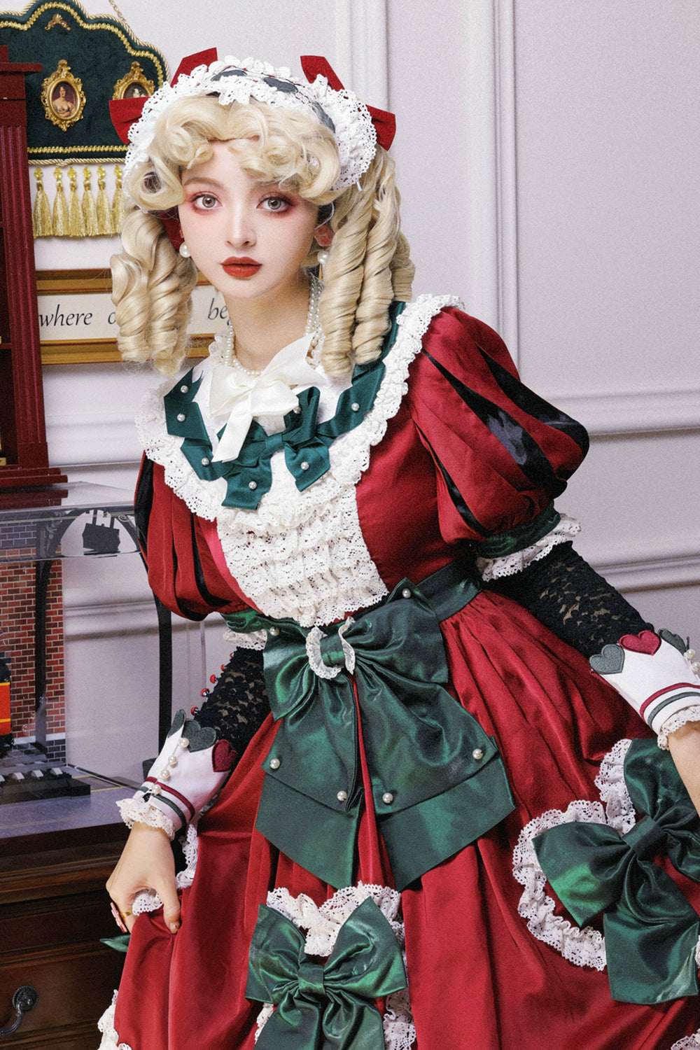 Mabuxi~Elizabeth~Light Gold Doll Lolita Wig Kawaii Roman Curls Ponytail   