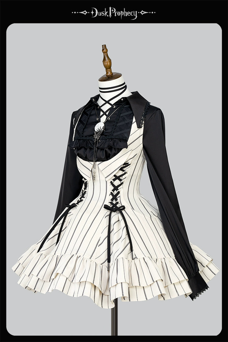 DuskProphecy - Heron - Classic Lolita Striped JSK Dress, Halter Neckline 44313:802913