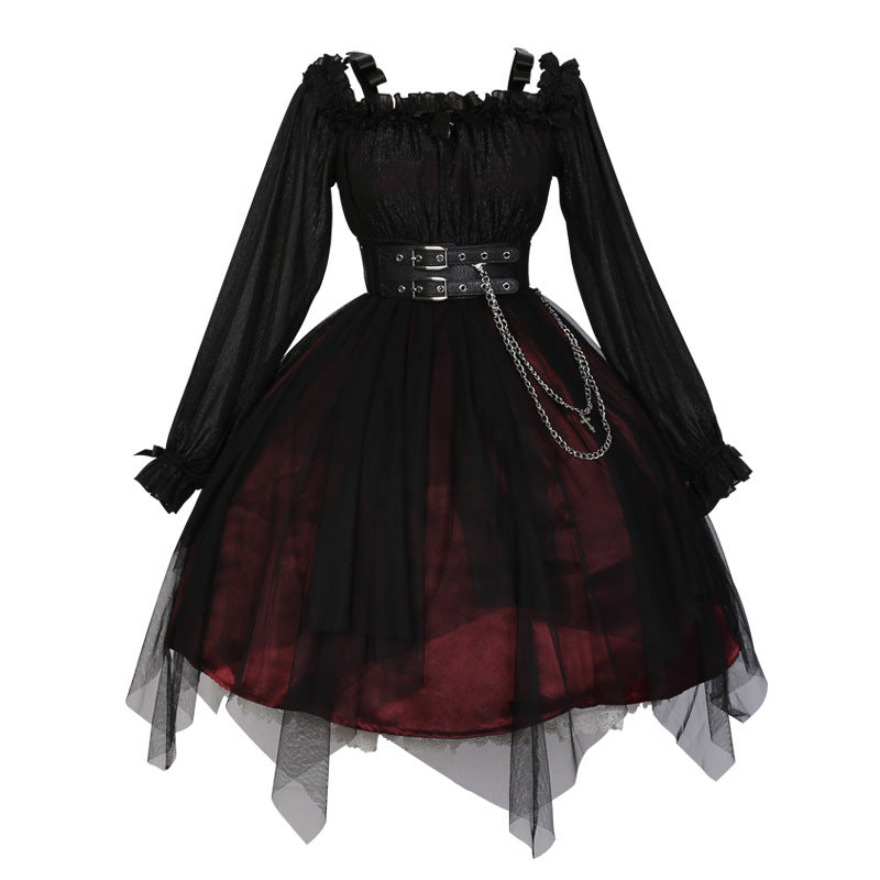 Cornfield Lolita~The Girl Assassin~Halloween Gothic Lolita Irregularly Hemline Dress   