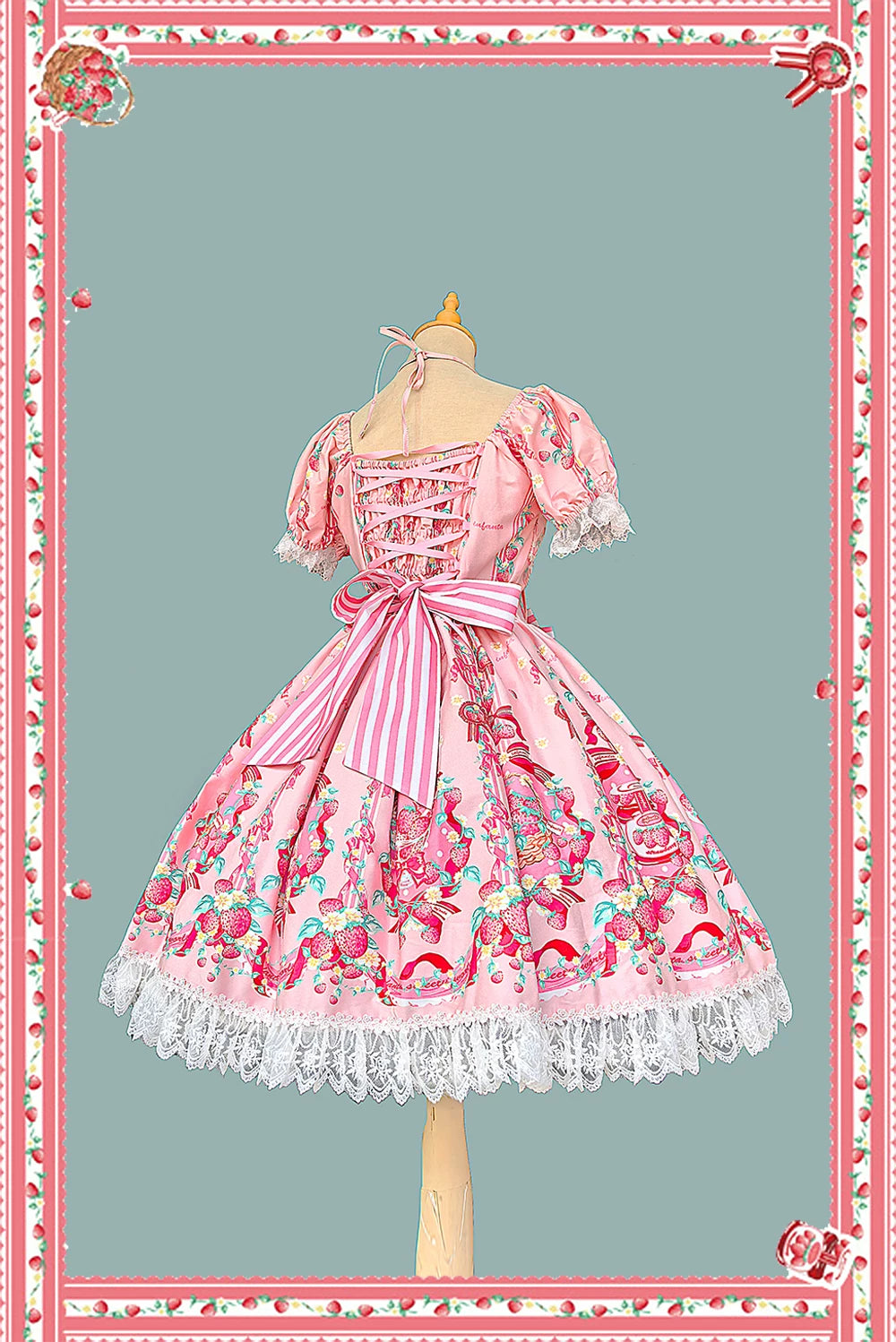 Strawberry Chef - Printed Old School Lolita Dress, Detachable Bows 44505:810374