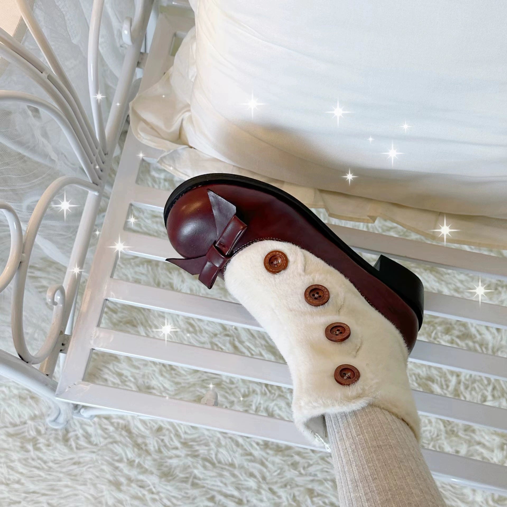 Dolly Doll~Winter Lolita Boots Fur Mary Jane Lolita Low Heel Shoes 32674:403340