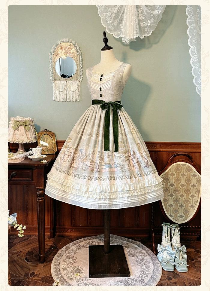 Alice Girl~Iris Study Room~Classic Lolita JSK Elegant Lolita Dress With V-neck   