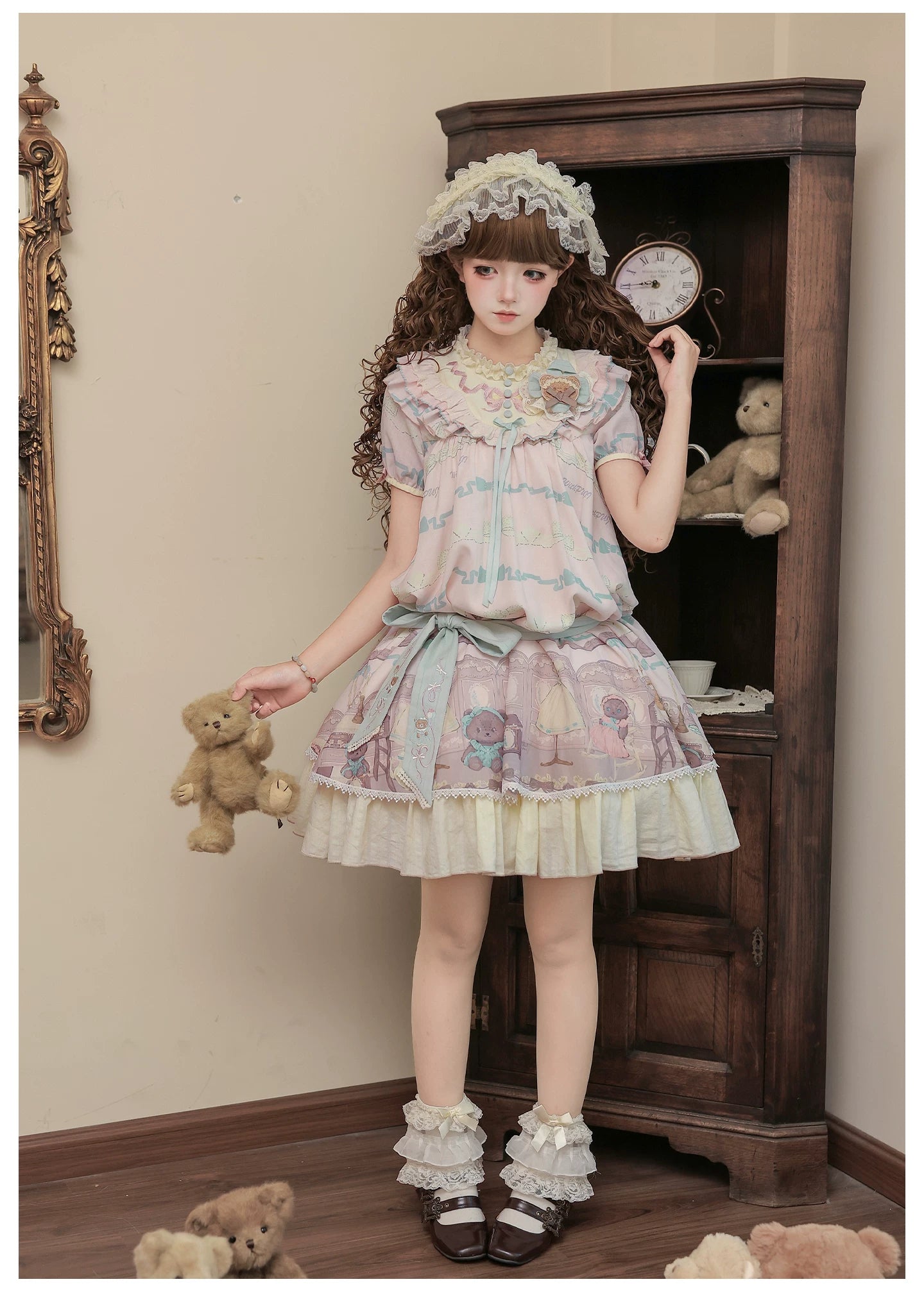 Brown Dollhouse SP - Kawaii Lolita Dollhouse Printed OP Dress with Embroidery 45551:855774