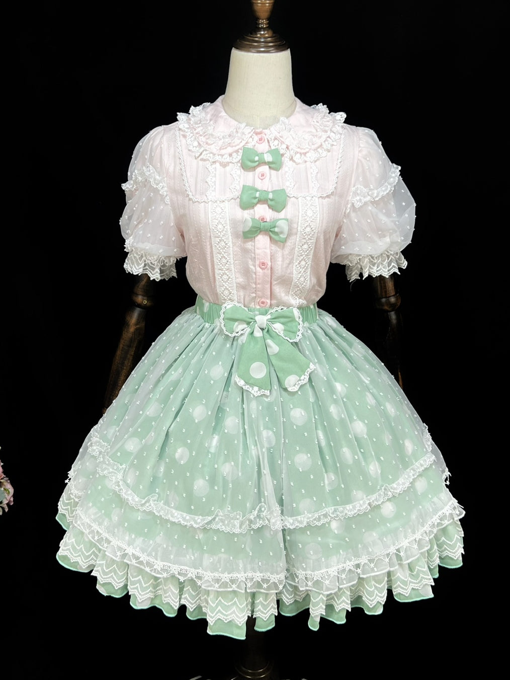 (BFM)DMFS Lolita~Elastic Waist Lolita Skirt with Chiffon and Mesh   