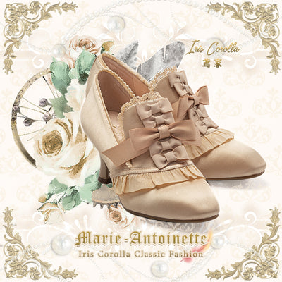 Iris Corolla~Queen Mary~Bows High Heels Lolita Shoes 35 sand gold 