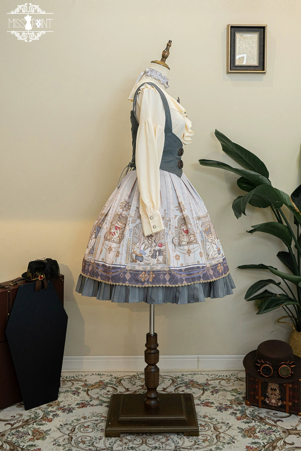 (BFM)Miss Point~Demon Hunting Notes~Gothic Lolita Cross Print Short Skirt   