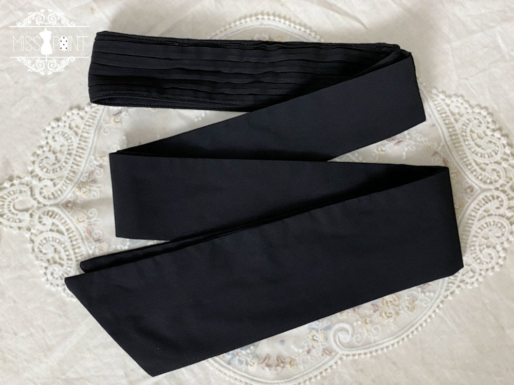 Miss Point - Sweet Lolita Accessories KC Hair Clip Brooch Waistband Cuffs Black Pleated Waistband