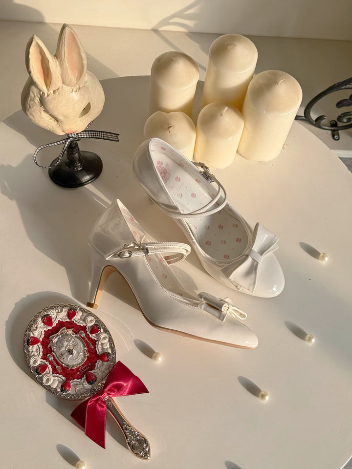 Pure Tea For Dream~Coco Sweet~Elegant Lolita Shoes Pointed Toe Heels with Bow 42298:740652