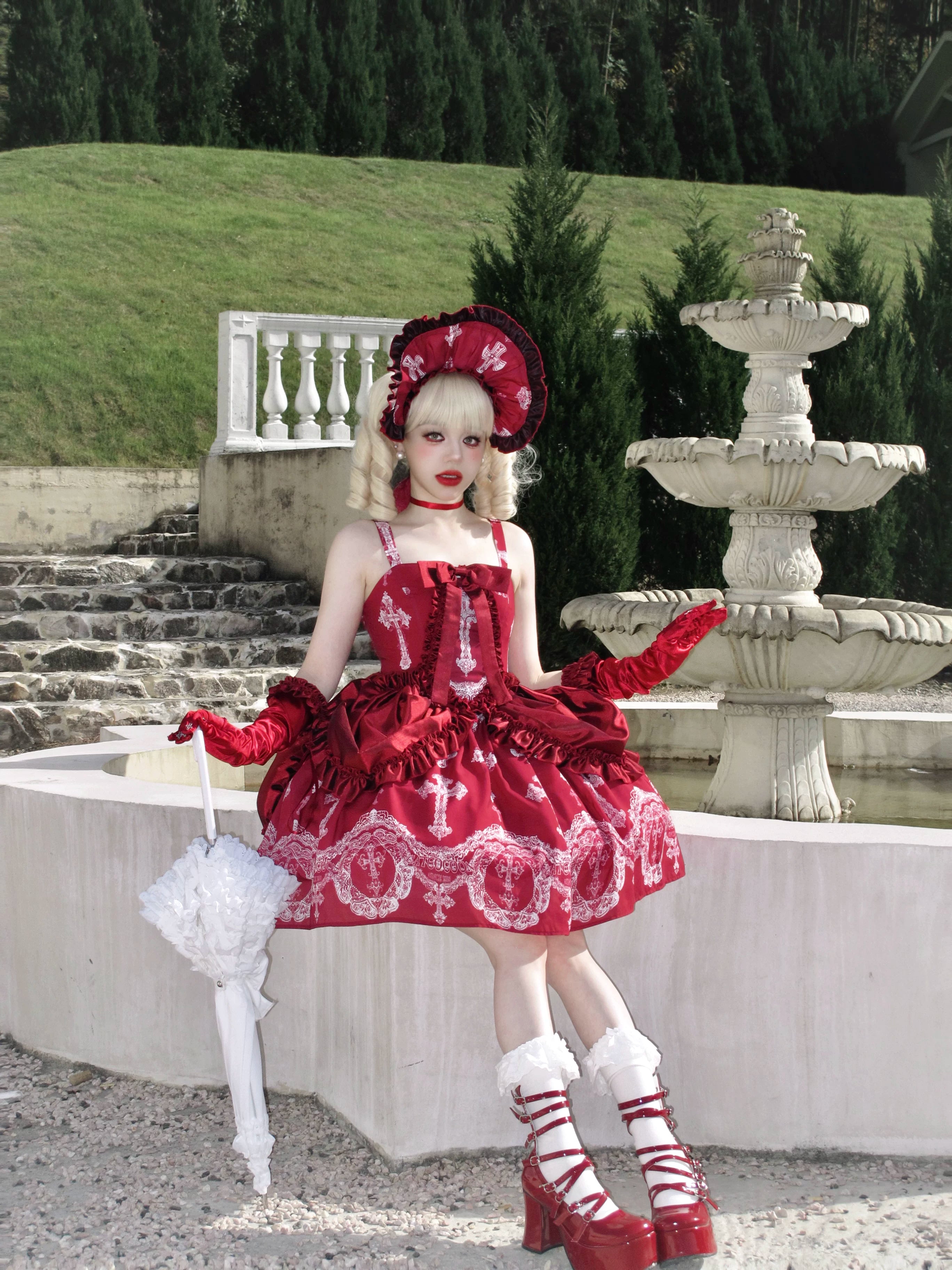 Lace Cross - Gothic Lolita BNT, 3D Cross Decorated Gloves 44544:812022