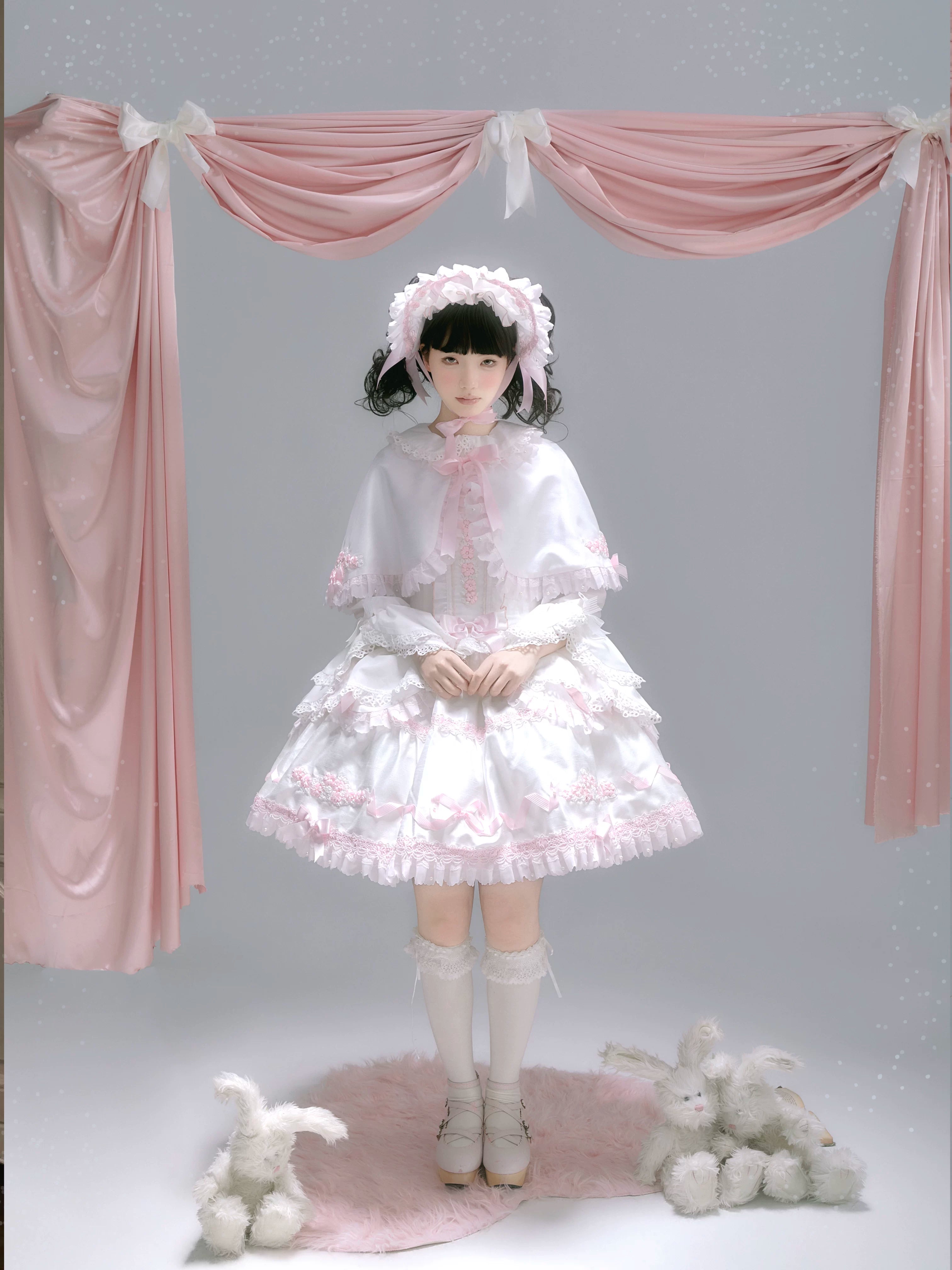 Charlotte Bouquet - Old School Lolita JSK Set, Embroidery & Bows 45093:835377