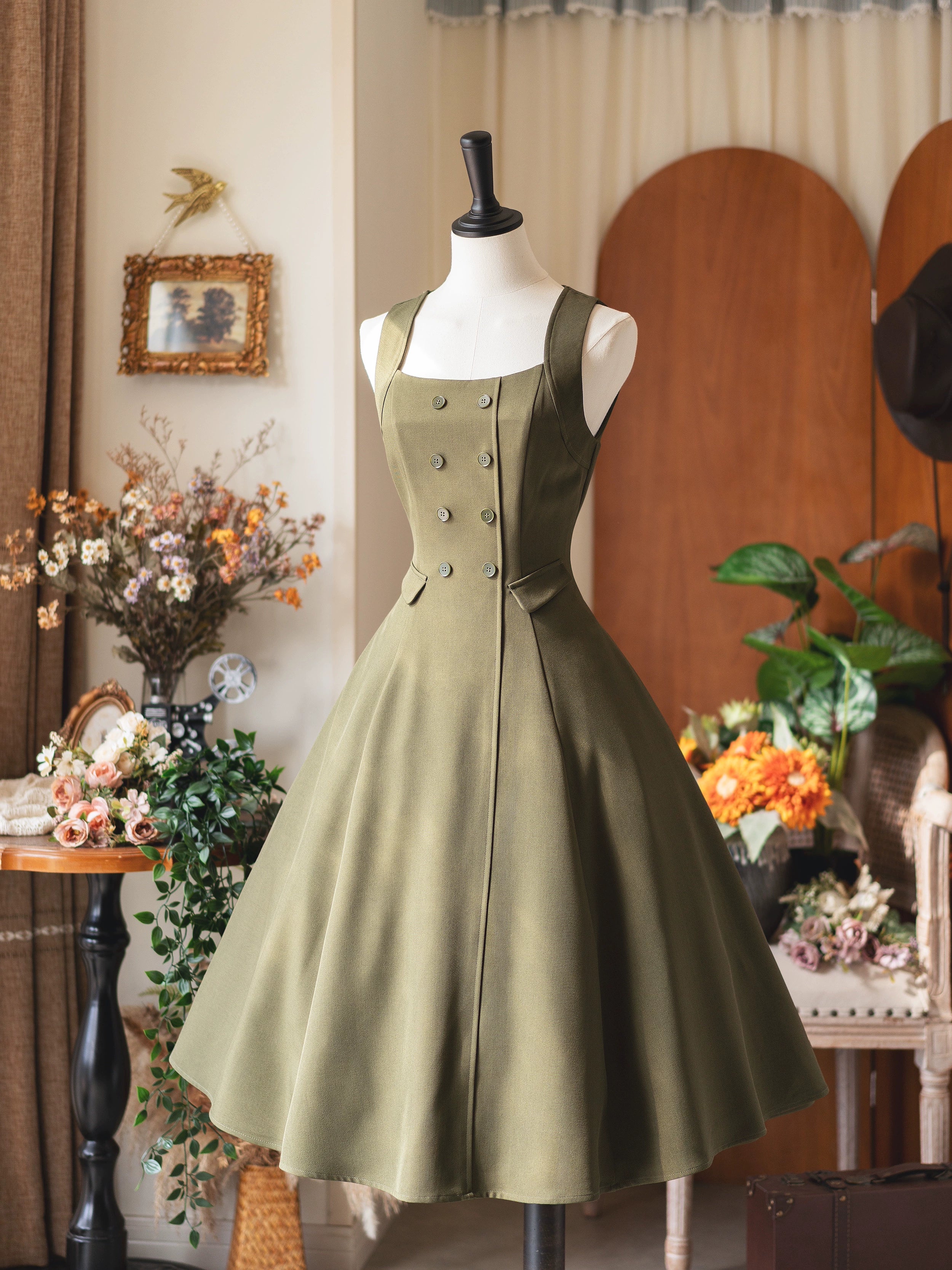 Forest Wardrobe - Foggy Forest - Elegant Lolita A-line JSK Dress, Side Pockets (2XL L M S XL) 44271:801665