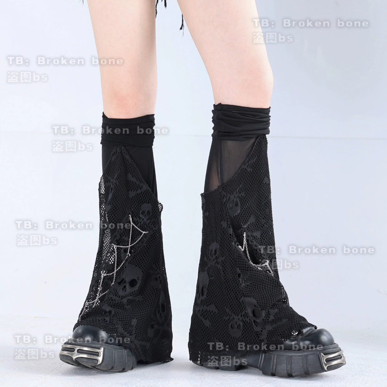 Broken Bone - Punk Lolita Leg Sleeve Skull Gauze Leg Socks