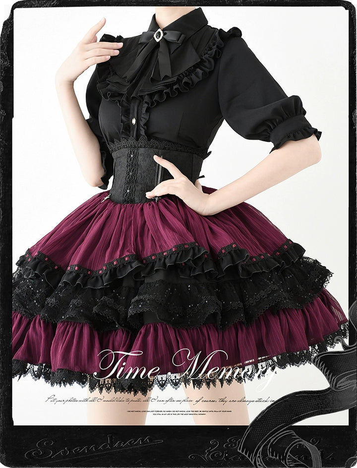 Time Memory~Earl Girl~Chiffon Classic Lolita Shirt with Mid-Length Mutton Sleeves
