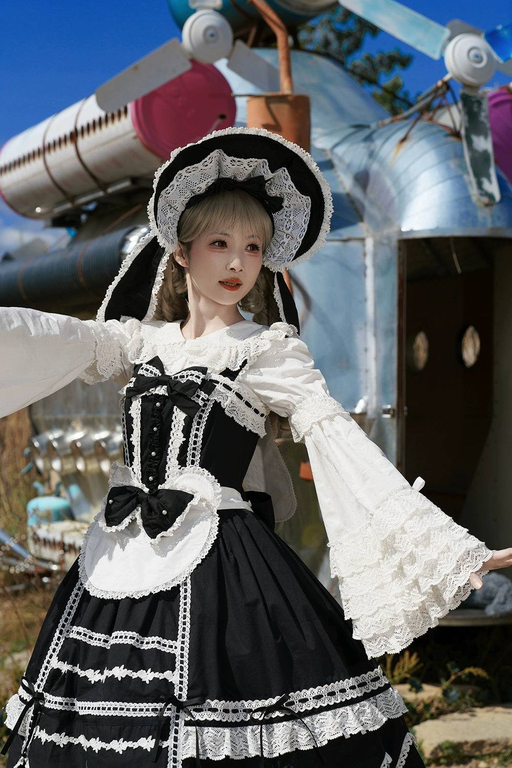 Vintage Petal Rabbit - Cotton Old School Lolita JSK Dress With Petal-Shaped Hem 43136:769627