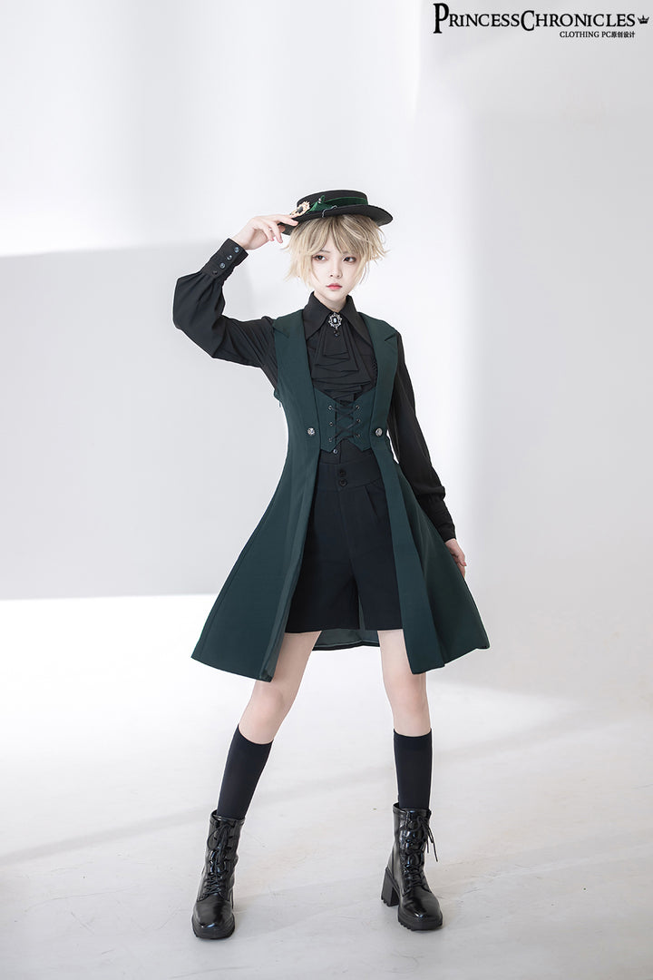 Princess Chronicles~The Night Prelude~Ouji Lolita Corset Vest S green (girls) pre-order (L M S XL) 1022:307926