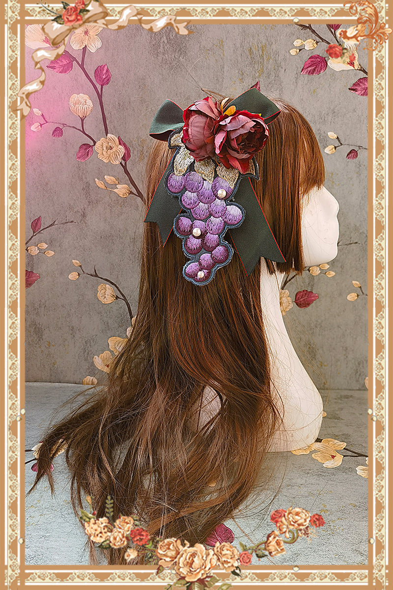 Infanta - Grape Manor - Country Lolita JSK Suit with Grape Embroidery Green grape brooch only S
