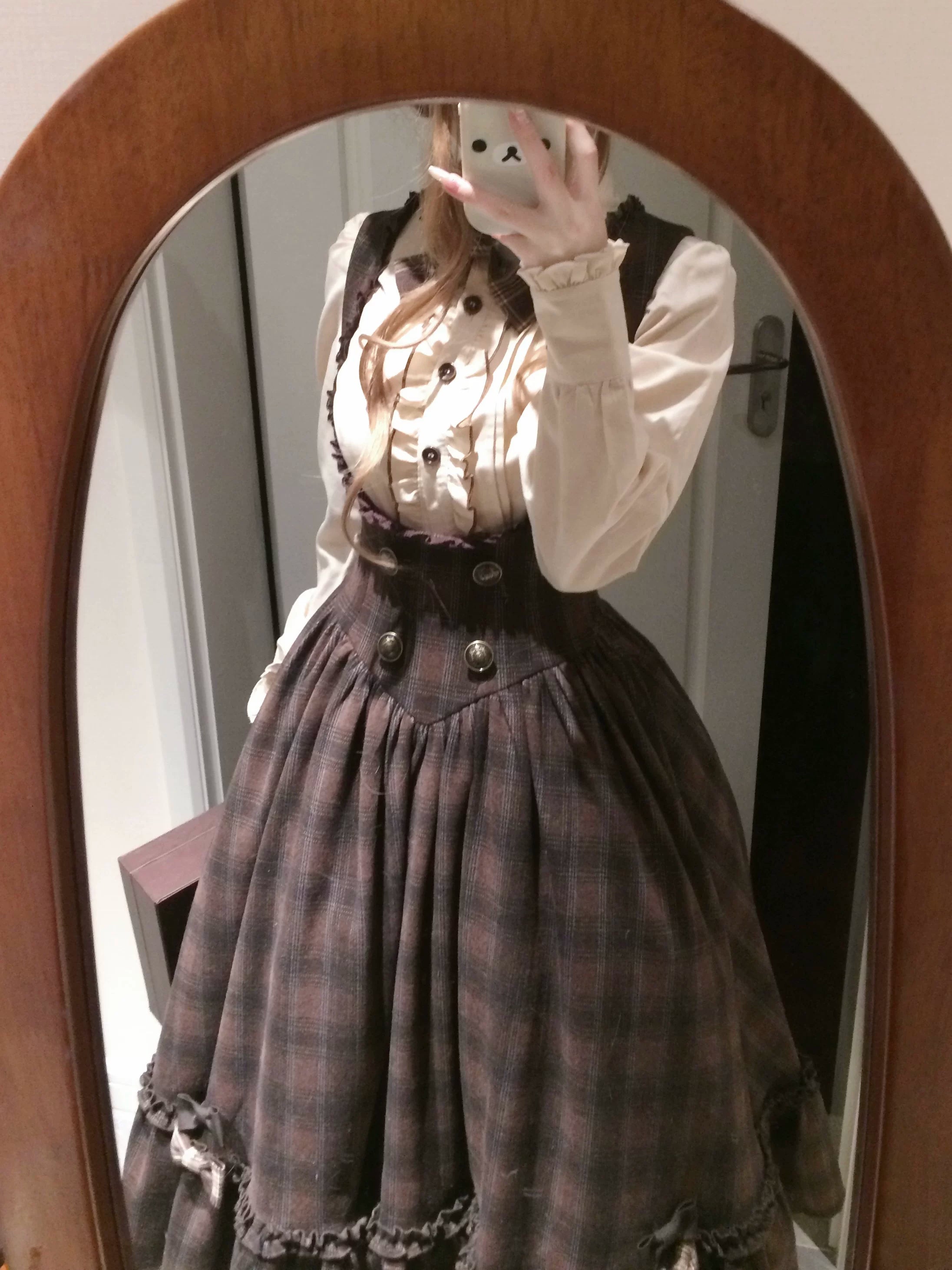 Sandwich Chocolate - Winter Classic Lolita Plaid Bust-supporting JSK & Coat Set 45903:867169