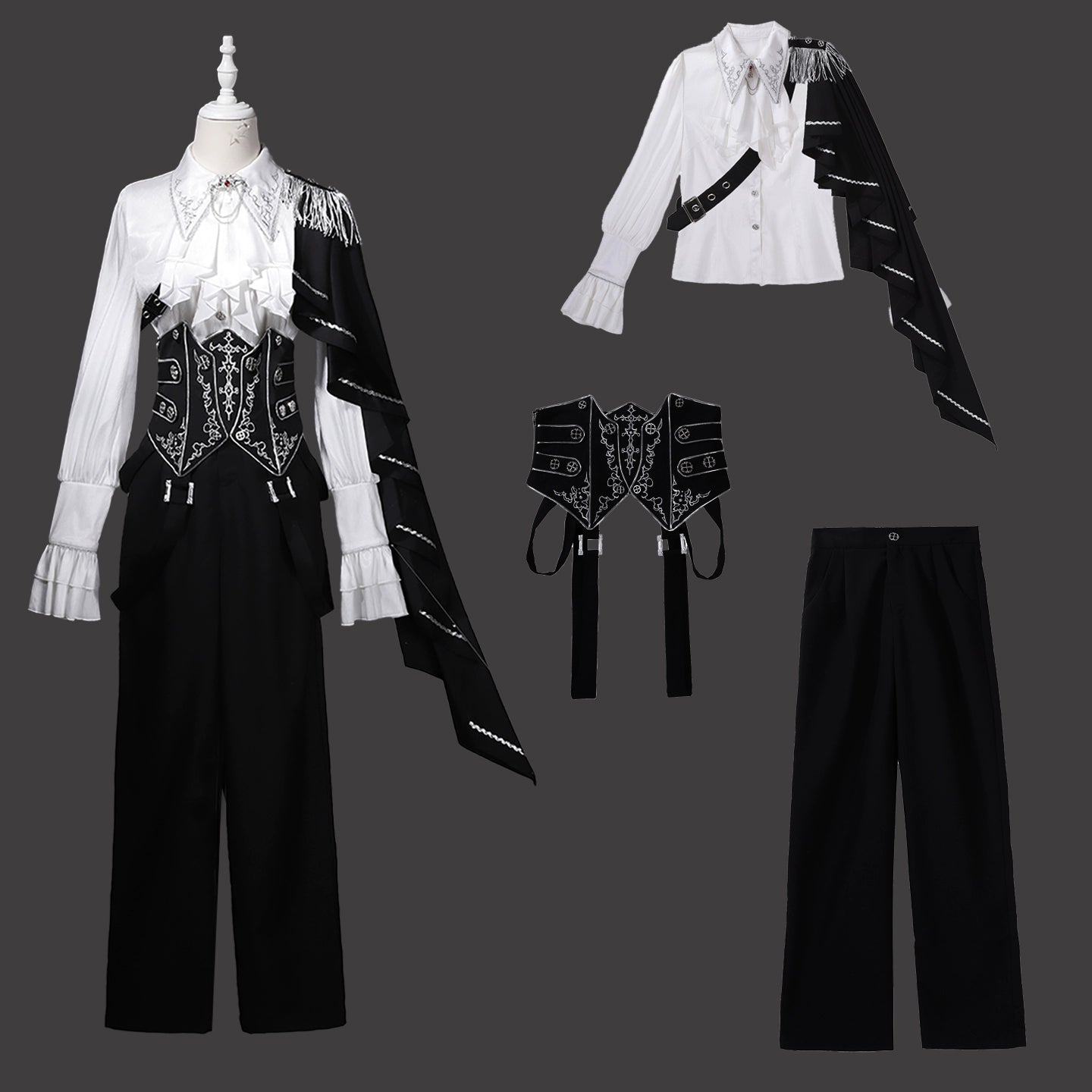 Your Princess - Ouji Lolita Pants Set, Detachable Jabot & Shawl (L M S XL) 44129:797276