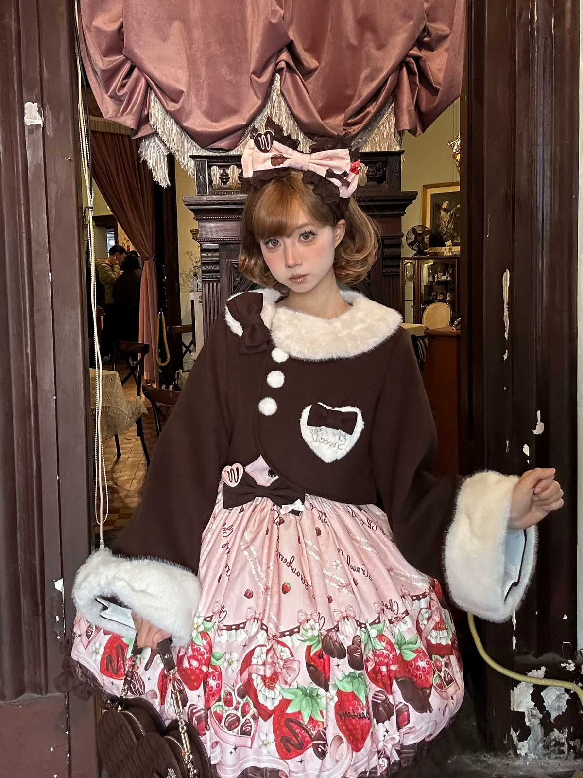 Rabbit Heart Knot - Sweet Lolita Winter Short Coat, Detachable Bunny-Ear Collar 45891:866880