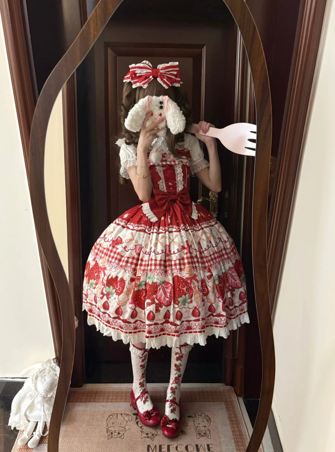 Plaid Strawberry Jam - Sweet Lolita Strawberry Printed JSK Dress 45545:852977