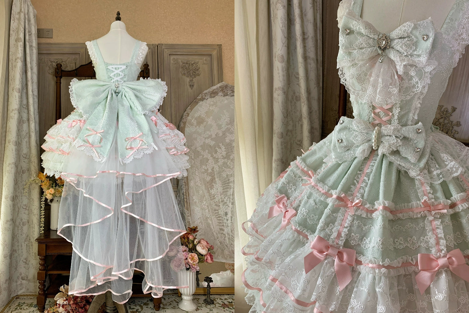 Flower Banquet - Wishing Star - Sweet Wedding Lolita JSK Bridal Lolita Dress (L M S XL) 41860:716262