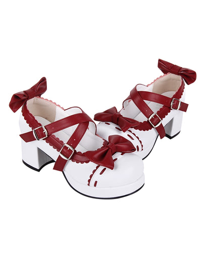 Angelic imprint~Elegant Lolita Shoes Round Toe Bow Shoe for Tea Party   
