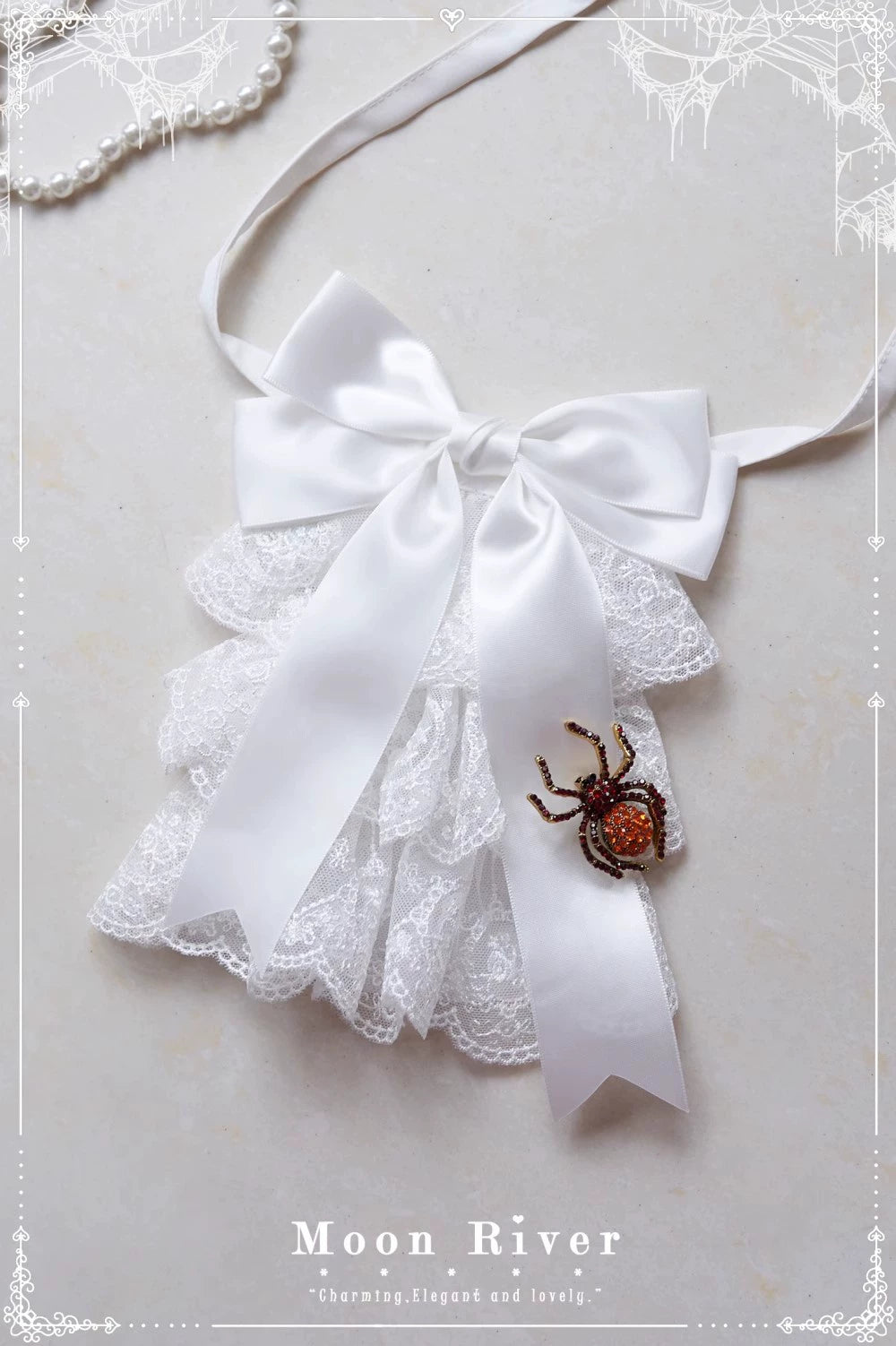 Moon River - Moonlit Spider - Gothic Lolita SK & JSK Dress Outfit Set (White / L M S) 44232:799417