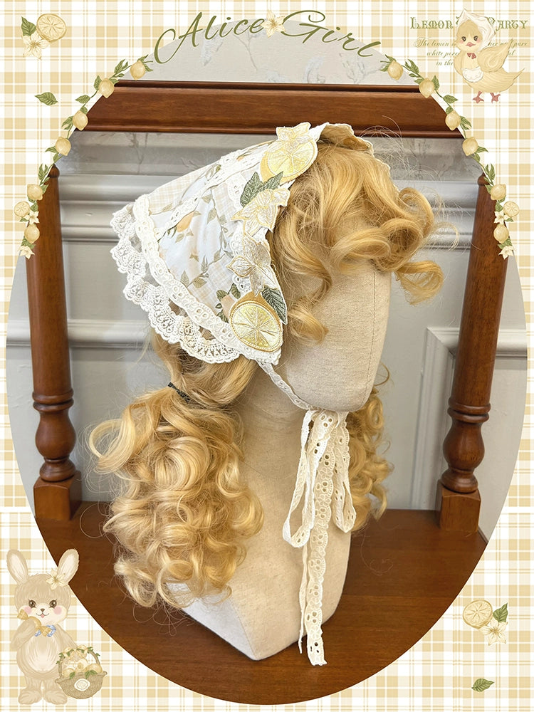 Alice Girl~Lemon Rabbit~Sweet Lolita Scarf Embroidered Triangle Scarf Headband 37150:566840