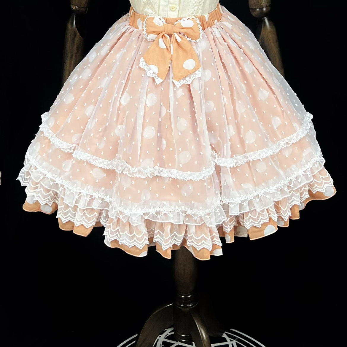 (BFM)DMFS Lolita~Elastic Waist Lolita Skirt with Chiffon and Mesh S Orange 