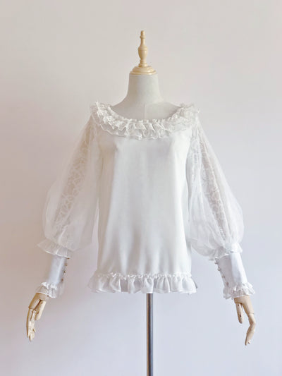 Airfreeing~Messiah~Elegant Lolita Shirt Double-layered Mutton Sleeve Blouse S white 