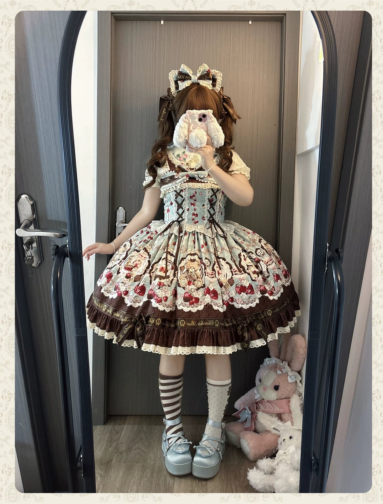 Cookie Treasure Box - Sweet Lolita Dessert Printed JSK Dress with Ribbon Bows (2XL 3XL L M S XL) 45542:851687