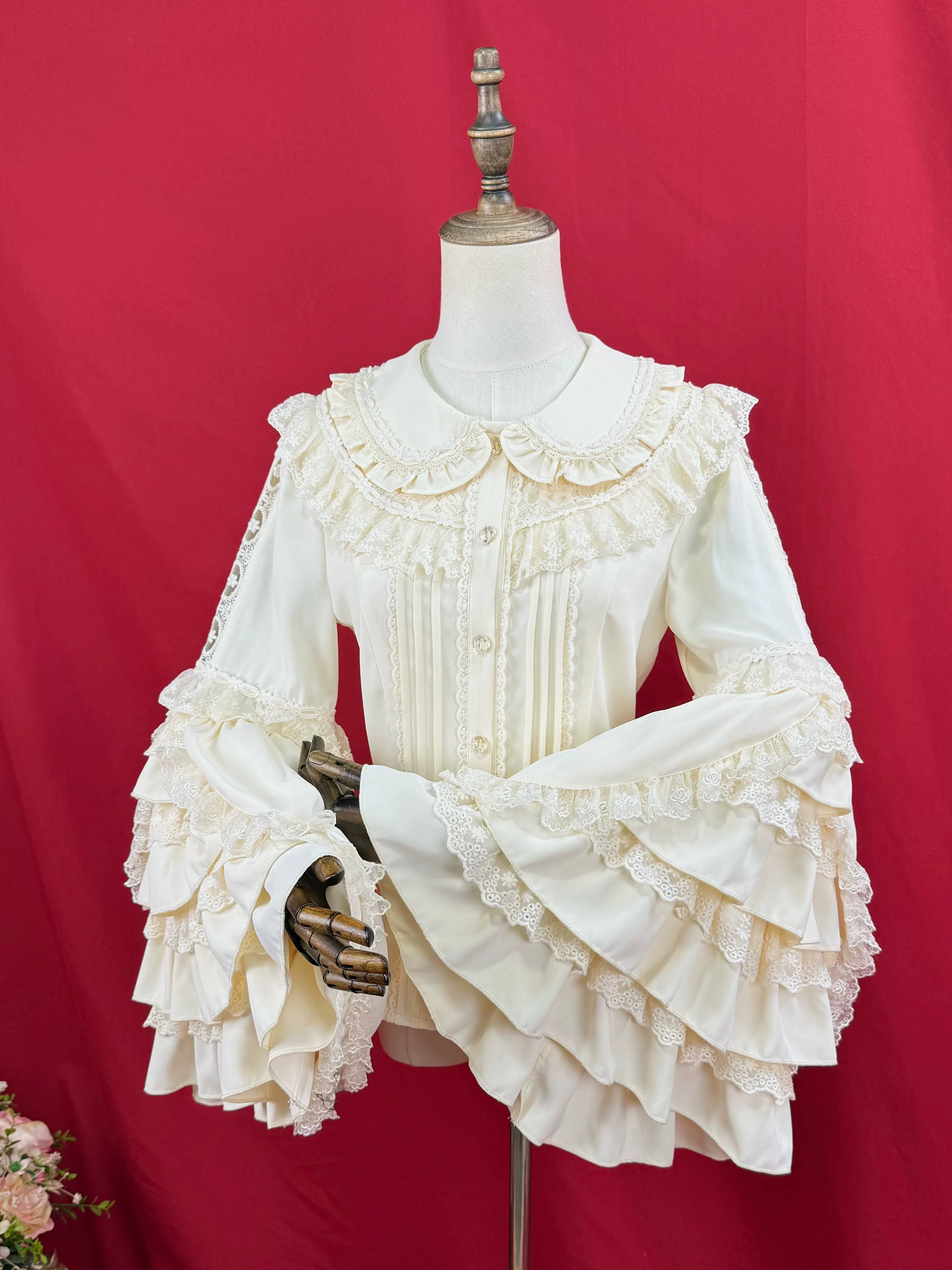 Snow Mochi - Classic Lolita Hime Sleeve Shirt, Lace Accent 44497:811303