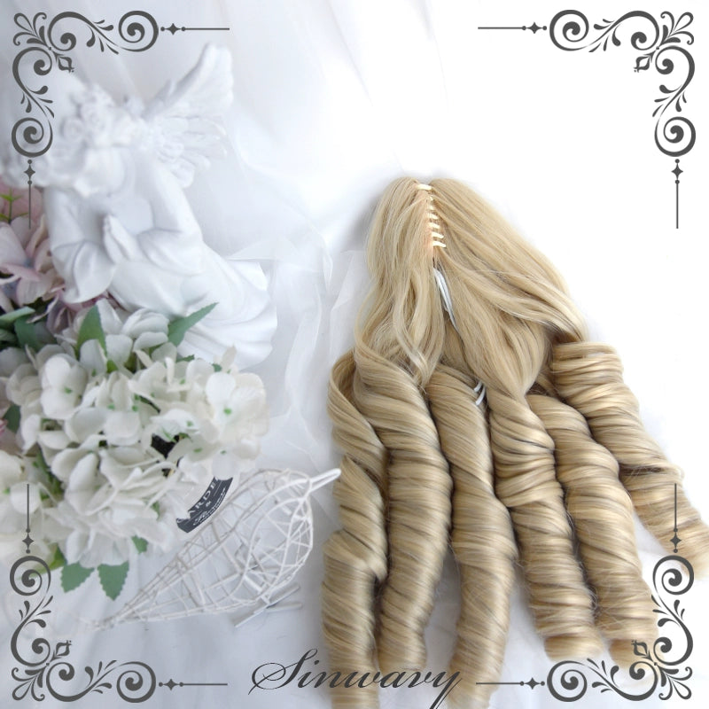 Sinwavy~Retro Lolita Wigs Beige Gold Roman Roll Wig A pair of Roman curly ponytails only  