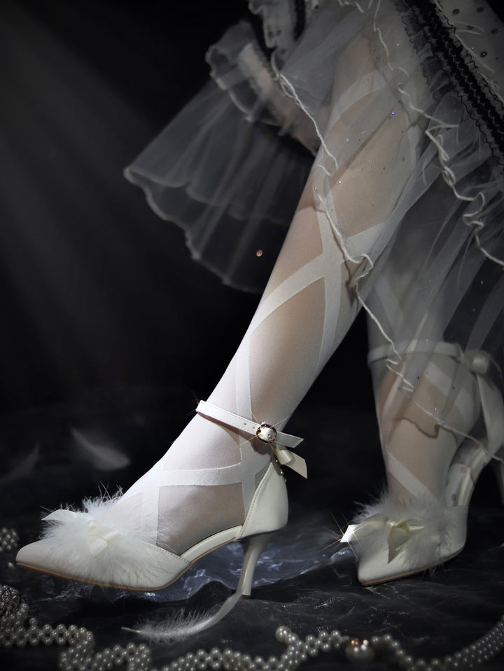 Pure Tea For Dream~Swan Lake~Sweet Lolita Shoes Satin Lolita Hight Heels